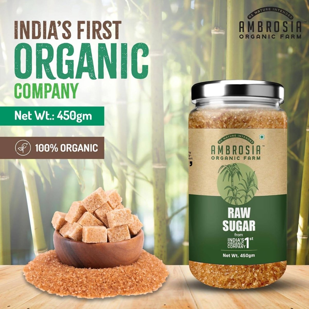Ambrosia Organic Farm Raw Sugar | Swadesiicart
