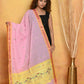 Very Much Indian Handloom Pure Cotton Paithani Dupatta Pink | Swadesiicart
