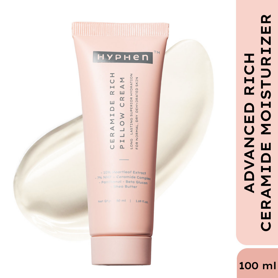 Hyphen By Kriti Sanon 10% Heartleaf & 7% Ceramides-Nmf Face Cream Moisturizer Rich Pillow Cream | Swadesiicart