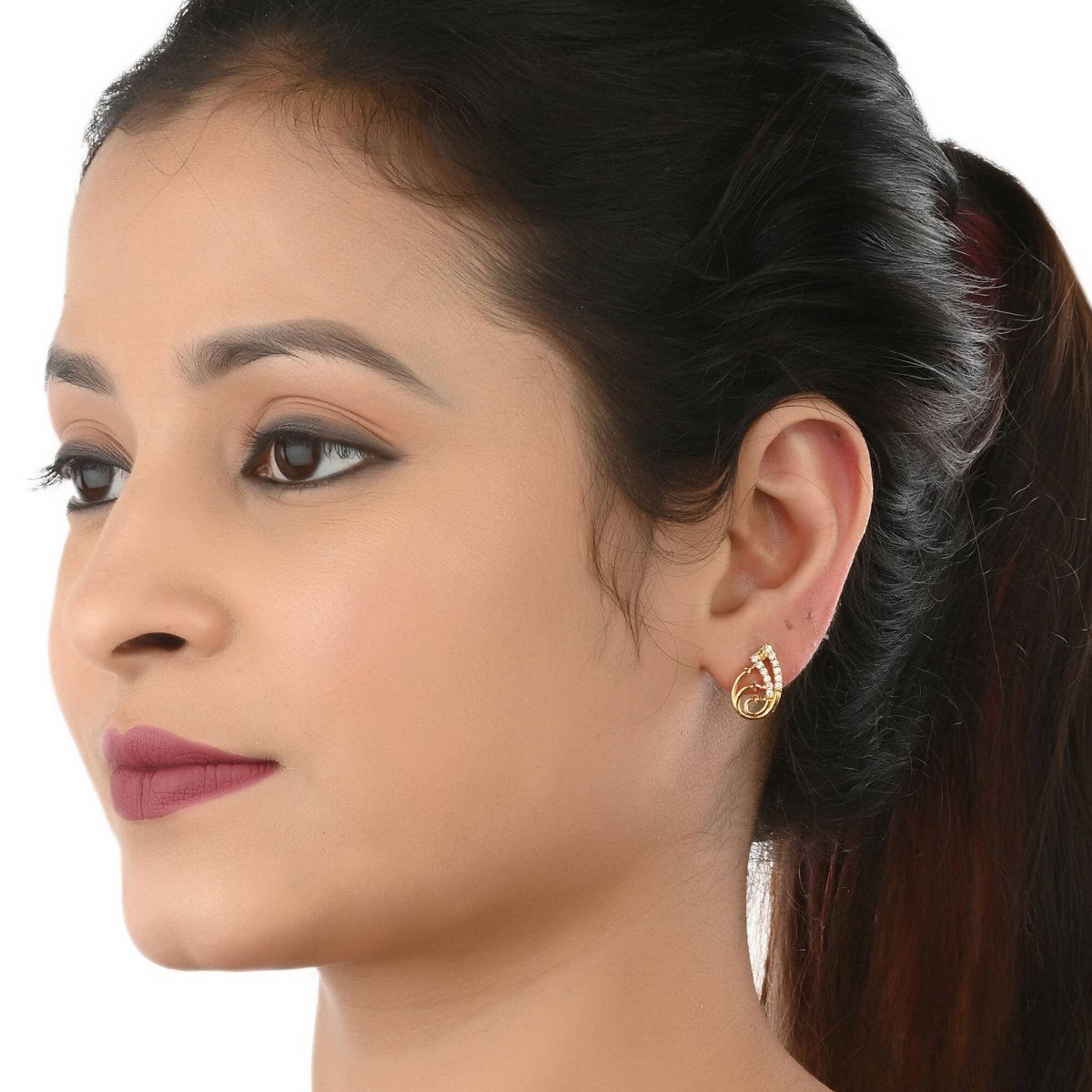 AanyaCentric Gold-Polished Mangalsutra with Pendant, 2 Pair Earrings - Swadesiicart