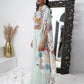 Sea Green Digital Chinon Handwork Top with Palazzo & Shrug - Naomika - Swadesiicart