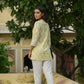 Juniper Women's Yellow Cambric Placement Floral Printed Tunic | Swadesiicart