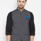 Even Apparels Grey Merino Men's Nehru Jacket-Contrast Lining-Free Pocket Square PW691 | Swadesiicart