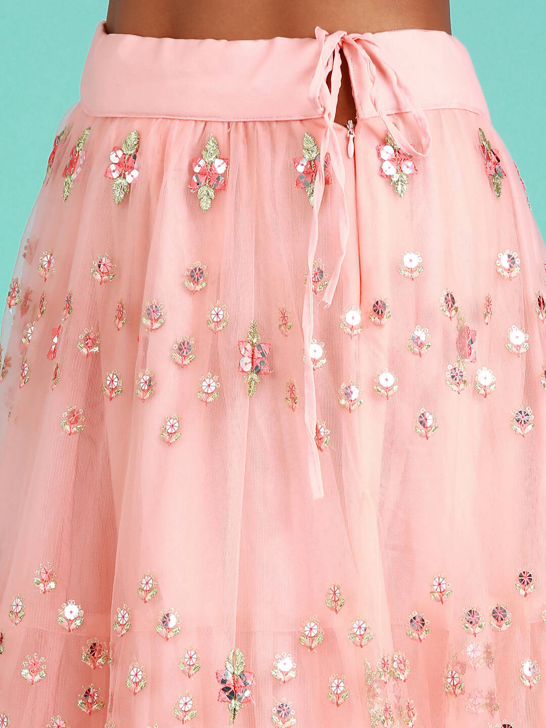 House of Panchhi Peach Net Sequinse Work Lehenga & Blouse, Dupatta | Swadesiicart