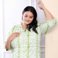 Miravan Women's Plus Size White And Green Tie Dye Cotton Kurti - Swadesiicart