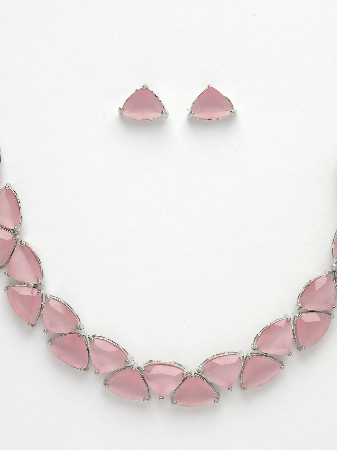 NVR Women's Pink Artificial Stones Studded Handcrafted Jewellery Set - Swadesiicart
