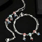 VOJ Set of 2 Silver Plated Peacock Shaped Multi Color Anklet - Swadesiicart