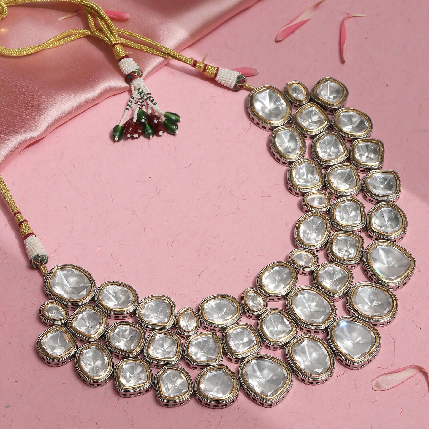 Maharani Layered Choker (Silver) - Ruby Raang | Swadesiicart