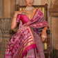 Magenta Banarasi Weaving, Ultra Aqua Finish, Zari Work Banarasi Silk Saree - Rath Kunti - Swadesiicart