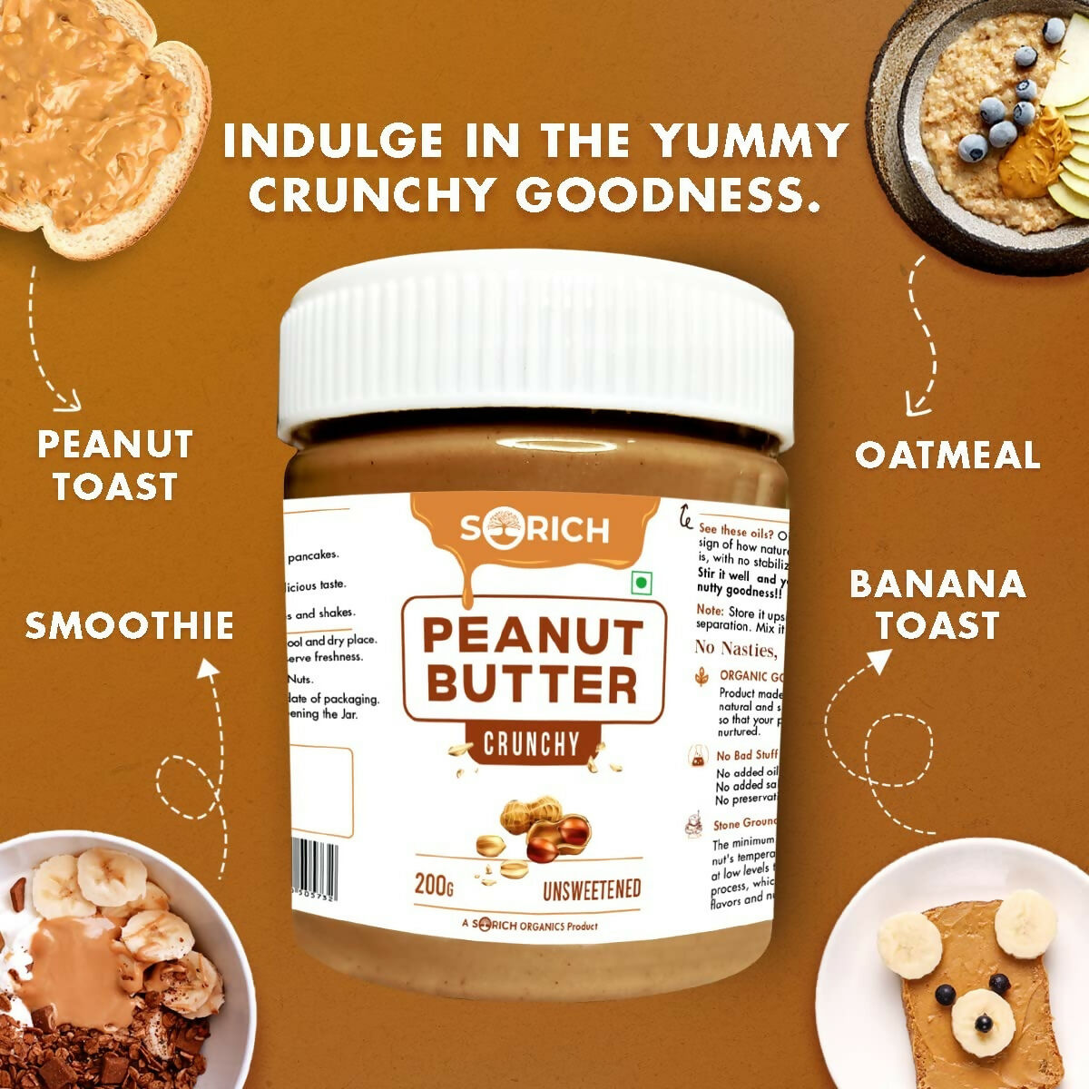 Sorich Organics All Natural Peanut Butter Crunchy - Swadesiicart
