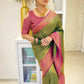 DEIANA'S Beautiful Designer Golden zari Soft Lichi Silk Saree - Mehndi - Swadesiicart