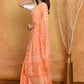 Very Much Indian Handblock Printed Cotton Saree With Natural Dyes - Light Peach | Swadesiicart