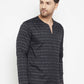 Even Apparels Black Color Viscose Men's Kurta With Slit Neckline | Swadesiicart
