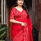 Red Pure Chanderi Hand Block Saree with Unstitched Blouse - Hiral Fashion | Swadesiicart