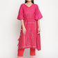 Ahalyaa Pink Chanderi Orange khari Print Kaftan With Trouser | Swadesiicart