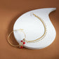 Gold-Pleated Red White Kundan Studded Beaded Nosepin - Ruby Raang | Swadesiicart
