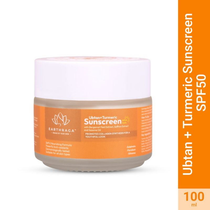 Earthraga Ubtan + Turmeric SPF 50 Matte Sunscreen | Swadesiicart