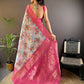 Joban Fashion Pink Floral Motifs Banarasi Silk Sarees | Swadesiicart