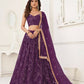 Aastha Fashion Wine Butterfly Net Tone To Tone Thread Work, Sequence Work And Original Mirror Work Embroidery Wedding Wear Lehenga Choli