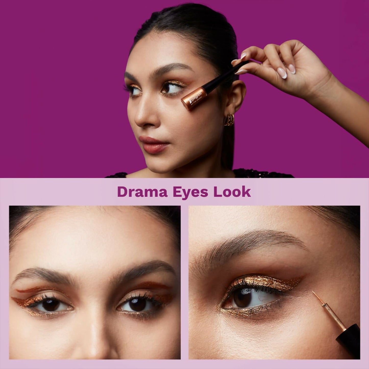 Pilgrim Metallic Eyeliner Boldly Bronze, Long Lasting & Smudge Proof Enriched With Argan Oil - Swadesiicart