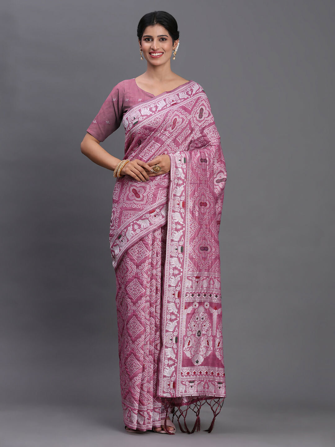 Shree Shyam Fashion Linen Cotton Purple Saree