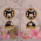 Black Round Shape Ethnic Meenakari Jhumki Earrings By House of Ree - Swadesiicart