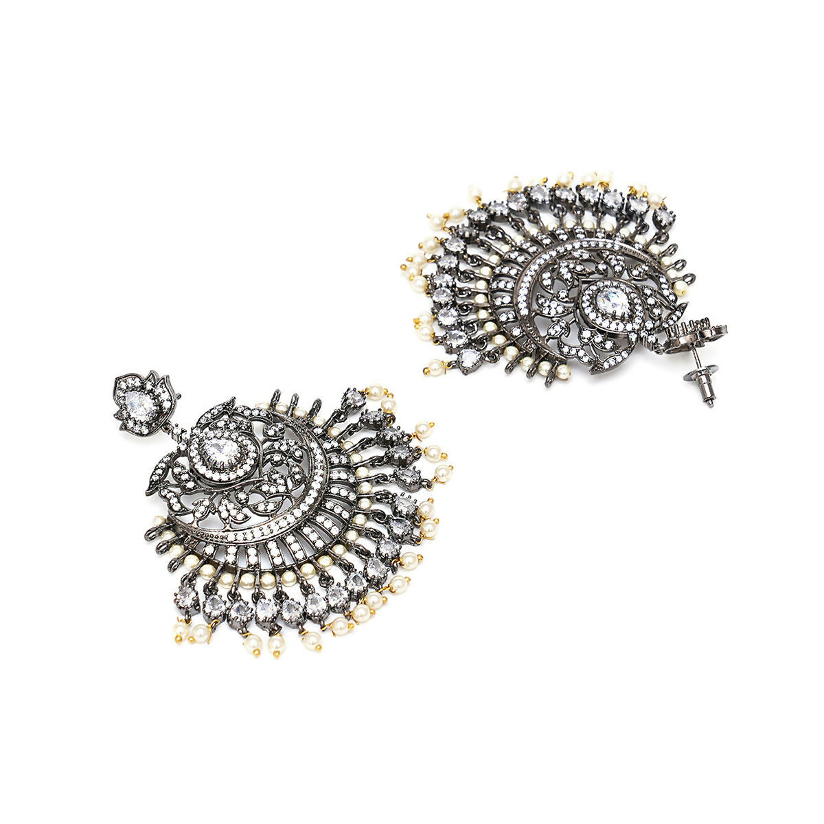 Diamond Earrings with Matching Maang Tikka- Ruby Raang | Swadesiicart