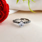VOJ white CZ-detail Stainless Steel Cubic Zirconia Rhodium Plated Adjustable Finger Ring | Swadesiicart