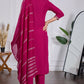 The52 Pink Women's Beautiful Embroidered Rayon Slub Fabric with Straight Kurta, Pant and Dupatta Set - Swadesiicart