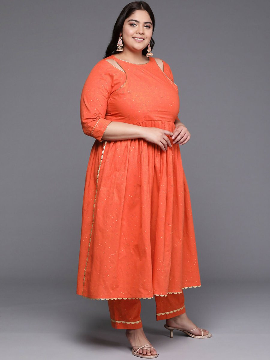 Ahalyaa Women's Traditional wear Kurta Set - Orange | Swadesiicart