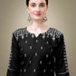 Jyoti Fashion Women's Black Cotton Blend Embroidery & Sequence work Kurta with Trouser & Dupatta | Swadesiicart