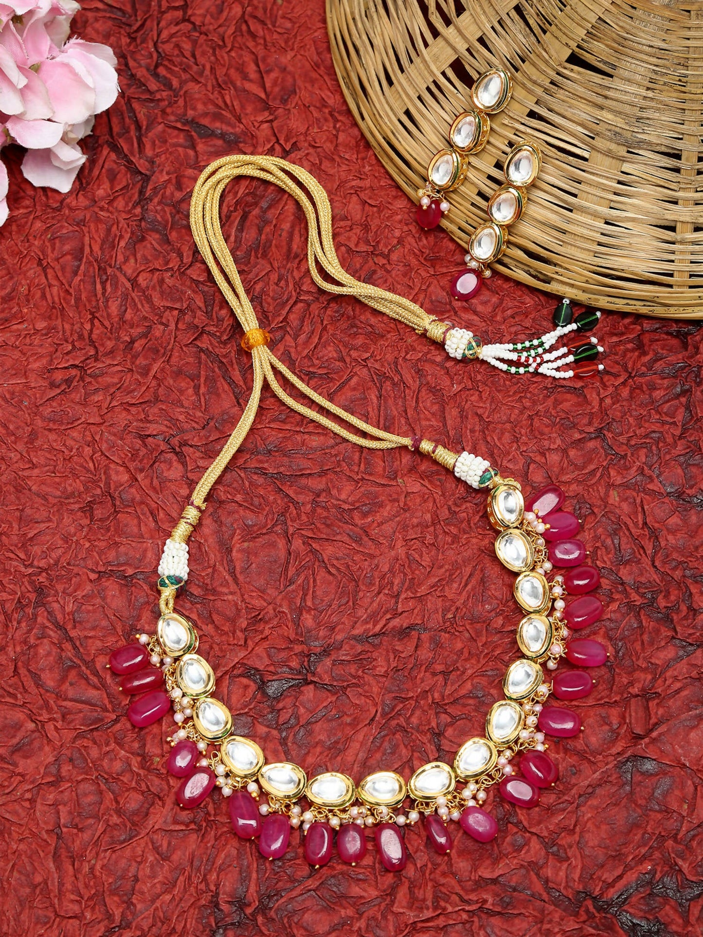 Kundan Choker With Earrings - Ruby Raang | Swadesiicart