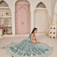 Aastha Fashion Ocean Blue Butterfly Net White Cotton Thread Work, Zari Work And Sandwich Sequence Work Embroidery Wedding Wear Lehenga Choli
