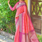 Vishnu Weaves Women's Pink South Silk Zari Woven Saree with Unstitched Blouse - Swadesiicart