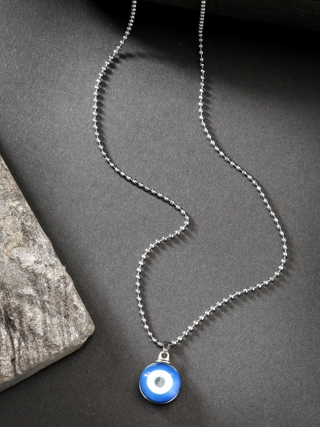 NVR Unisex Evil Eye Silver-Plated Stainless Steel Pendant with Chain - NR Retail-NVR