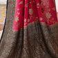 Joban Fashion Fuchsia Crepe Chiffon Pure Handloom Banarasi Silk Saree | Swadesiicart