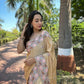 Vamsee Chinon Panchi Cream Shimmer Saree - Swadesiicart
