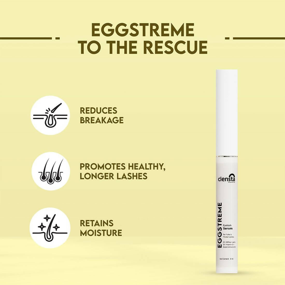 Clensta Eggstreme Eyelash Serum | Swadesiicart