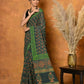 Very Much Indian Handblock Printed Cotton Saree With Natural Dyes - Green | Swadesiicart
