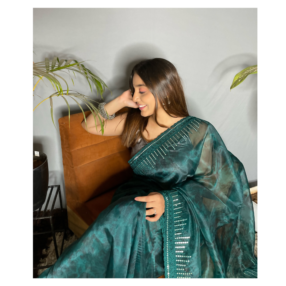 Vamsee Rinkle-Gotta Maroon Organza Saree - Swadesiicart
