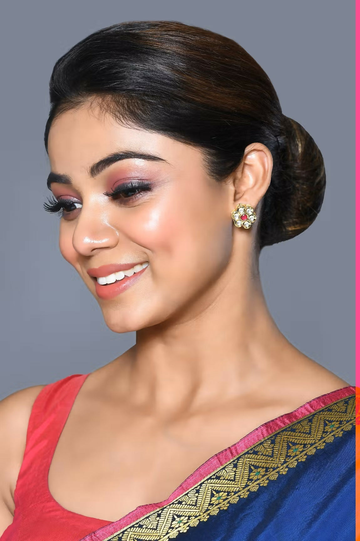 Joban Fashion Women Kundan , Brass And Ruby Stone Golden White Ruby Earrings - Swadesiicart