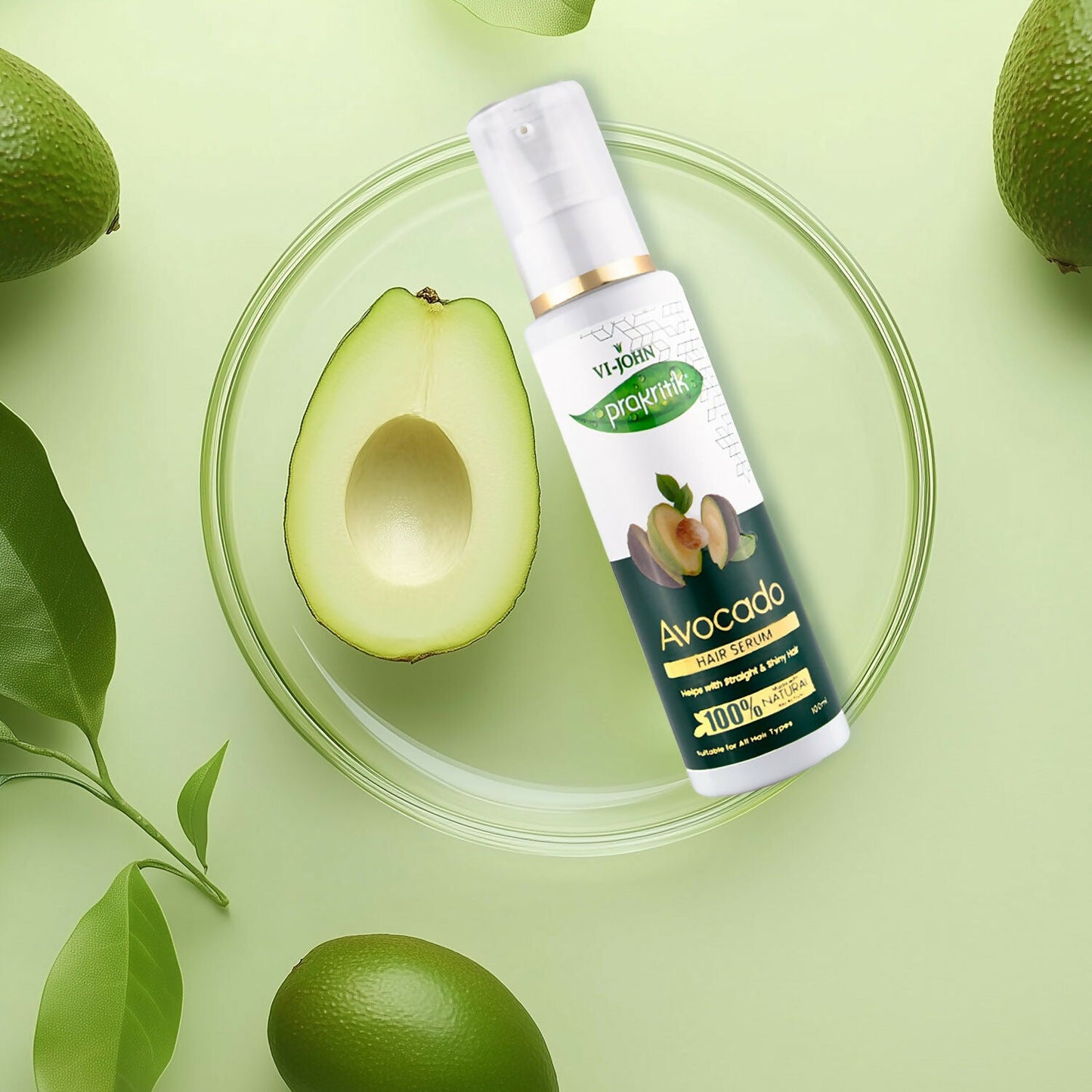 VI-JOHN Prakritik Avocado Hair serum Prevents dryness & Adds shine, 100% Natural Bio-Actives | Swadesiicart