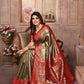 Aastha Fashion Brown Banarasi Tissue Silk Weaving Saree