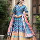 Wedding Designer Blue Soft Dola Silk Anarkali suit with Dupatta - Samanta - Swadesiicart