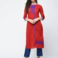 Aniyah Cotton Red Color Straight Kurta With Patchwork (AN-108K) - Swadesiicart