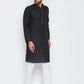 Even Apparels Black Color Pure Cotton Men's Kurta With Band Collar | Swadesiicart