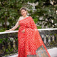 Vishnu Weaves Women's Red Soft Tussar Silk Digital Printed Saree with Unstitched Blouse - Swadesiicart