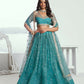 Aastha Fashion Rama Green Butterfly Net Tone To Tone Cotton Thread Work And Sequence Work Embroidery Wedding Wear Lehenga Choli