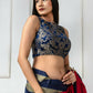 Amodini Designer Studio Women's Banarsi Brocade Sleeveless Blue Blouse