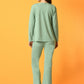 Myshka Women's Green Solid Coat With Trousers - Swadesiicart